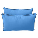 Five-piece pillow and bolster cushion set including seat cushion, two square back pillows, and two bolster pillows for indoor or outdoor seating.