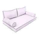 Elegant cushion and bolster set featuring refined craftsmanship and knife-edge detailing, designed for versatile indoor and outdoor comfort.