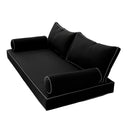 Modern outdoor daybed cushion set with two bolsters and two pillows, ideal for patio, porch, or indoor lounge spaces. — cover only