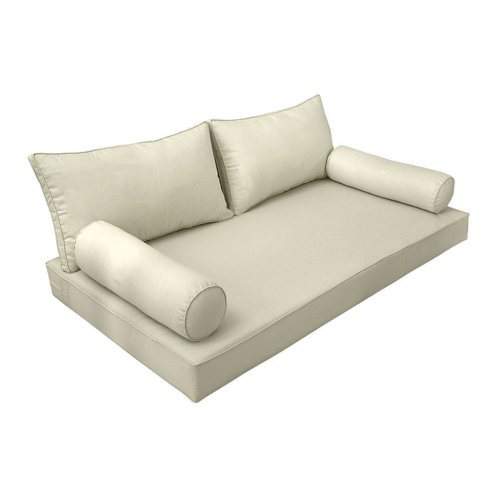 STYLE 2 - Mattress & Pillow Bolster Cushion for Outdoor Indoor Daybed Porch Swing Bed Twin-XL Size AD005 | COVERS ONLY |