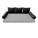 Modern outdoor daybed cushion set with two bolsters and two pillows, ideal for patio, porch, or indoor lounge spaces. — cover only