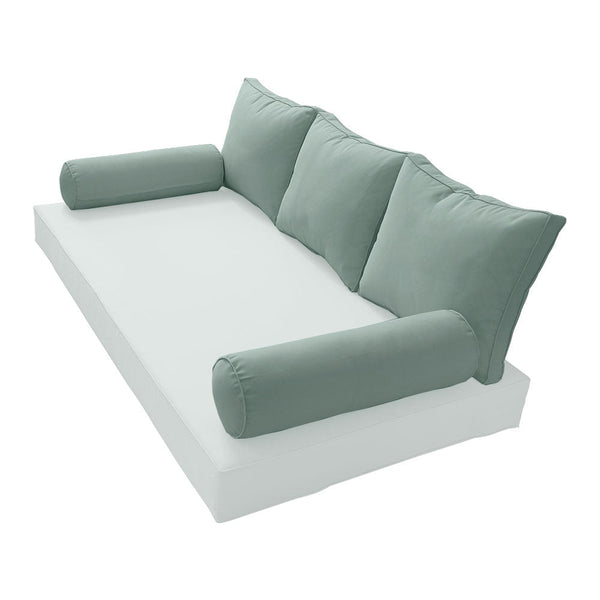 STYLE 3 Pillow & Bolster Cushion for Outdoor Indoor Daybed Porch Swing Bed Crib Size Piped Trim AD002 | COVERS ONLY |