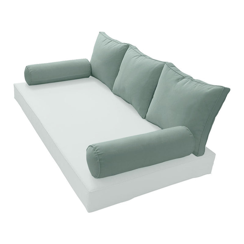 STYLE 3 Pillow & Bolster Cushion for Outdoor Indoor Daybed Porch Swing Bed Crib Size Piped Trim AD002 | COVERS ONLY |