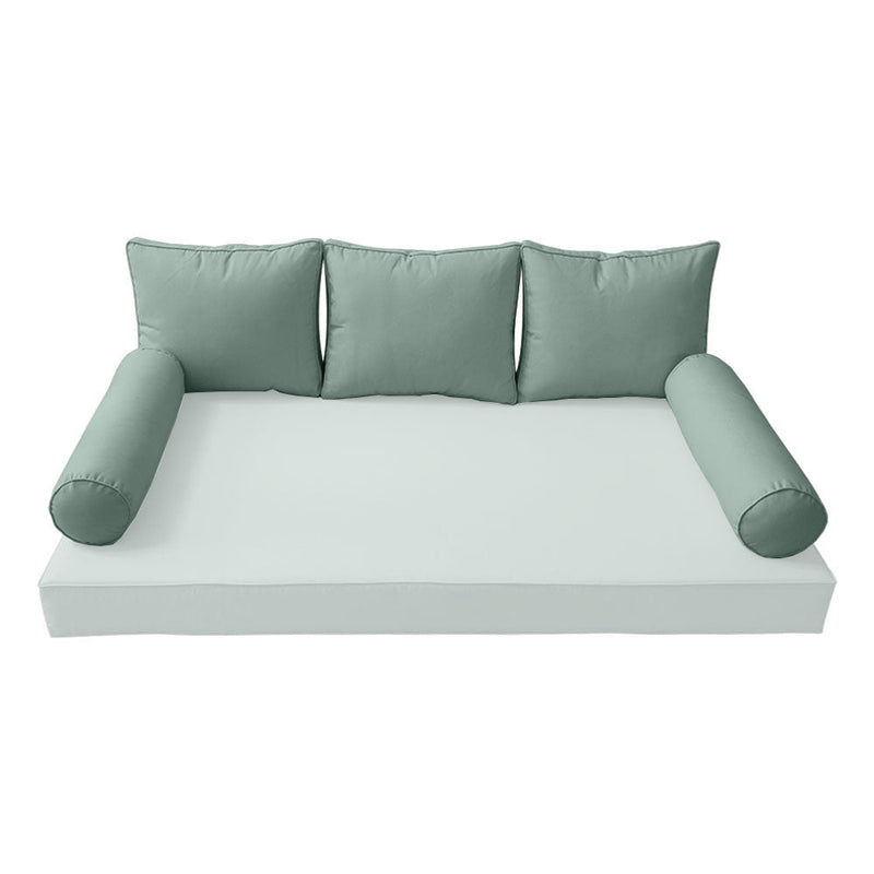 STYLE 3 Pillow & Bolster Cushion for Outdoor Indoor Daybed Porch Swing Bed Crib Size Piped Trim AD002 | COVERS ONLY |