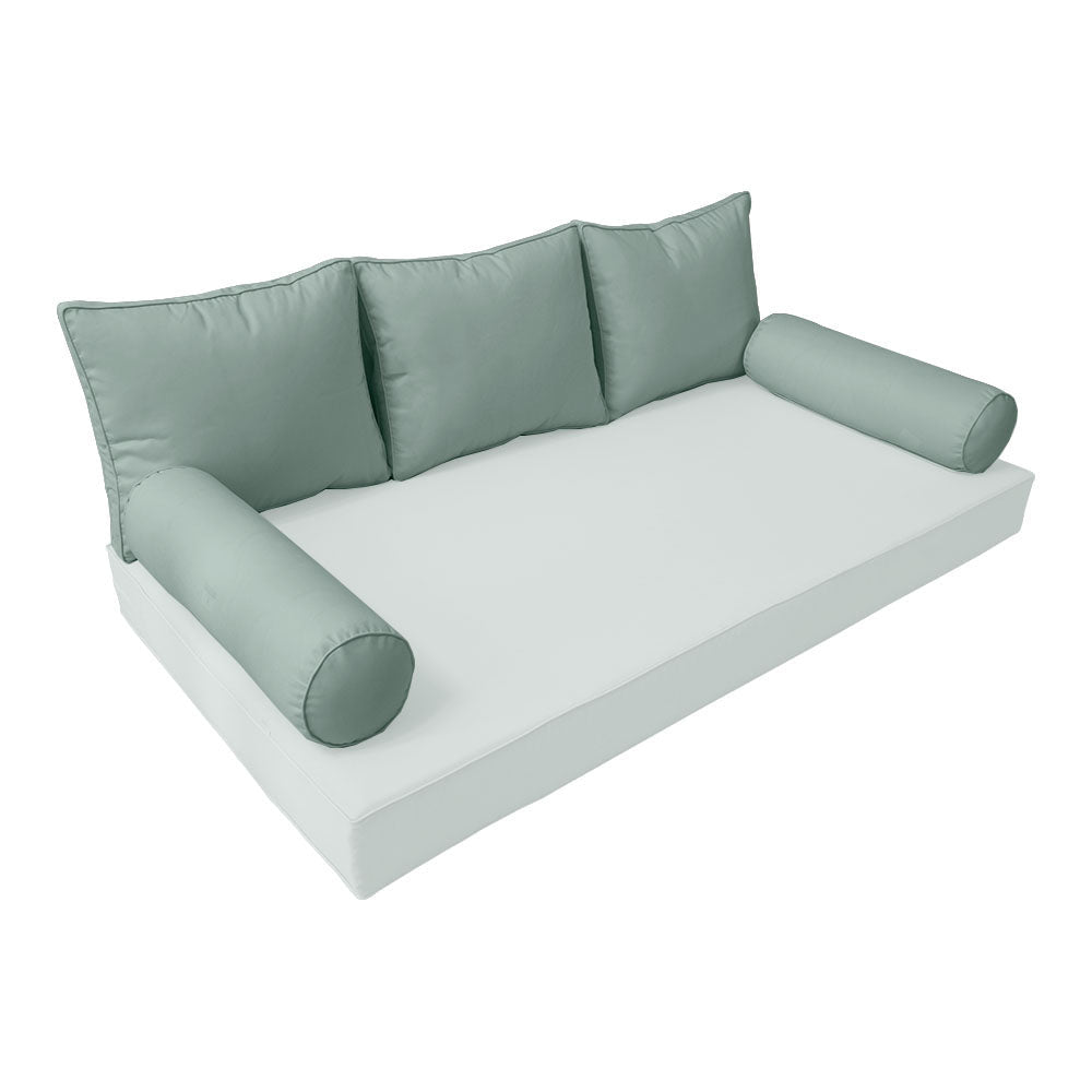 STYLE 3 Pillow & Bolster Cushion for Outdoor Indoor Daybed Porch Swing Bed Crib Size Piped Trim AD002 | COVERS ONLY |