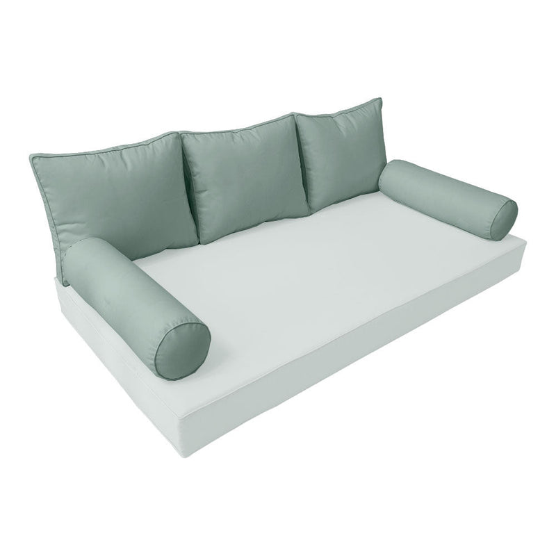 STYLE 3 Pillow & Bolster Cushion for Outdoor Indoor Daybed Porch Swing Bed Crib Size Piped Trim AD002 | COVERS ONLY |