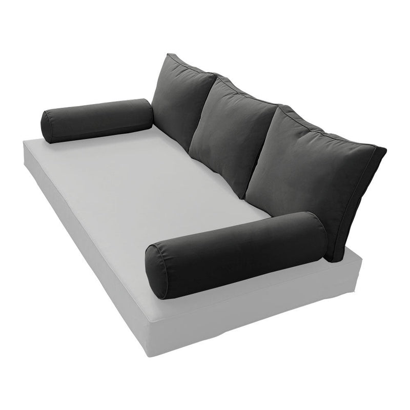 STYLE 3 Pillow & Bolster Cushion for Outdoor Indoor Daybed Porch Swing Bed Crib Size Piped Trim AD003 | COVERS ONLY |