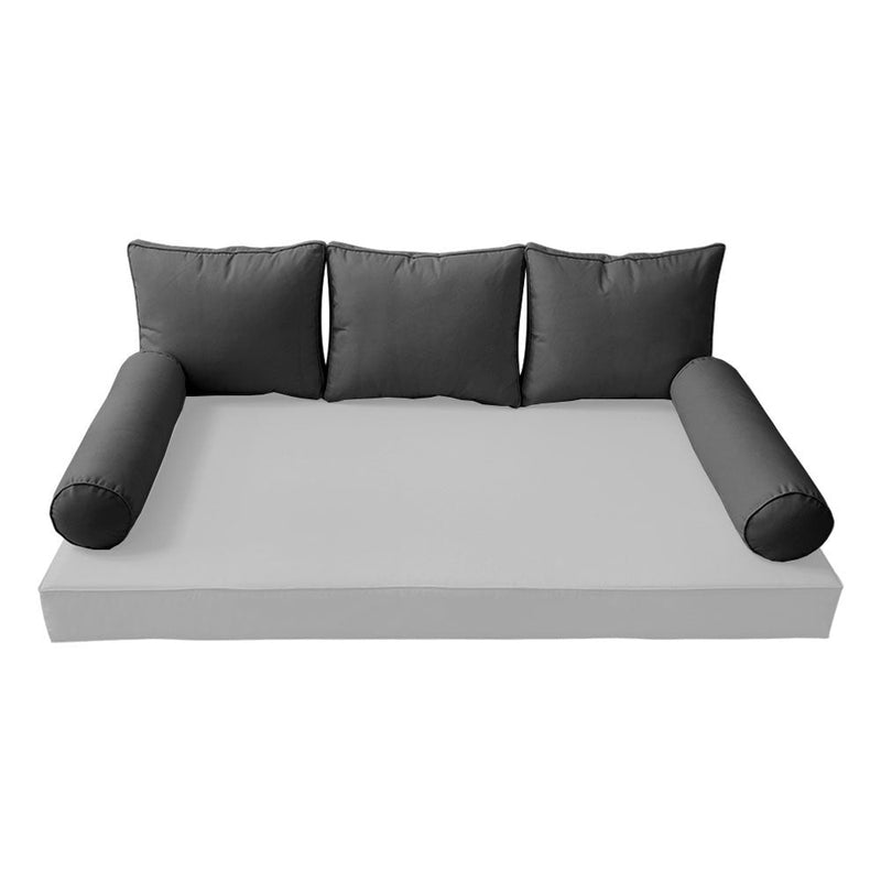 STYLE 3 Pillow & Bolster Cushion for Outdoor Indoor Daybed Porch Swing Bed Crib Size Piped Trim AD003 | COVERS ONLY |