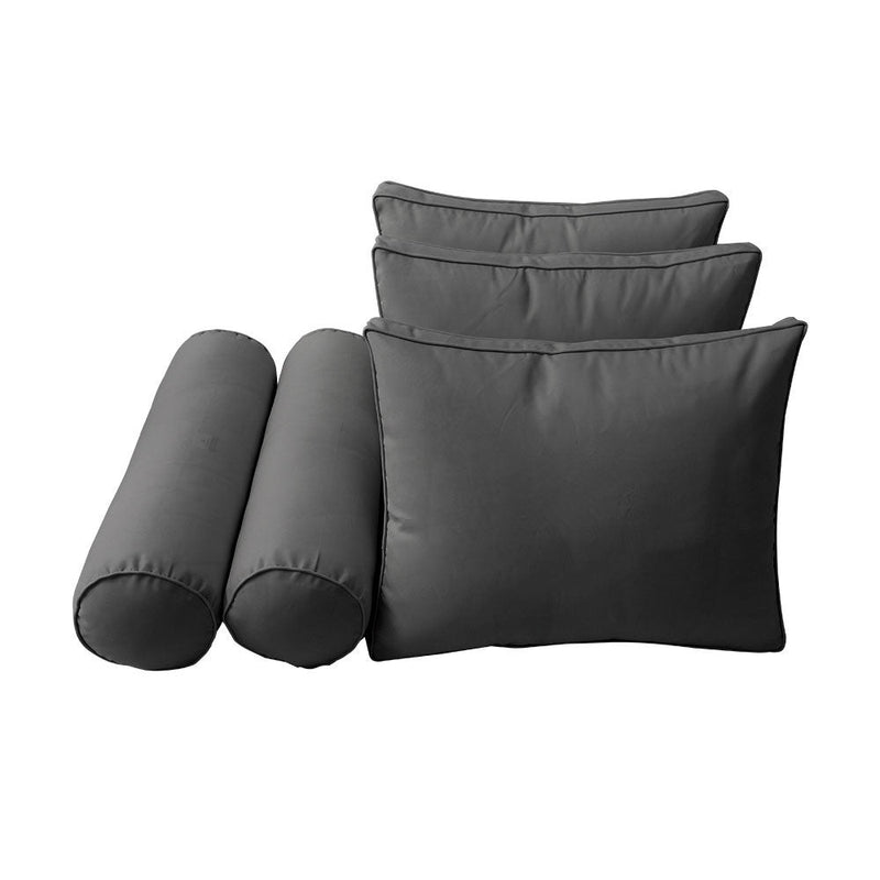STYLE 3 Pillow & Bolster Cushion for Outdoor Indoor Daybed Porch Swing Bed Crib Size Piped Trim AD003 | COVERS ONLY |