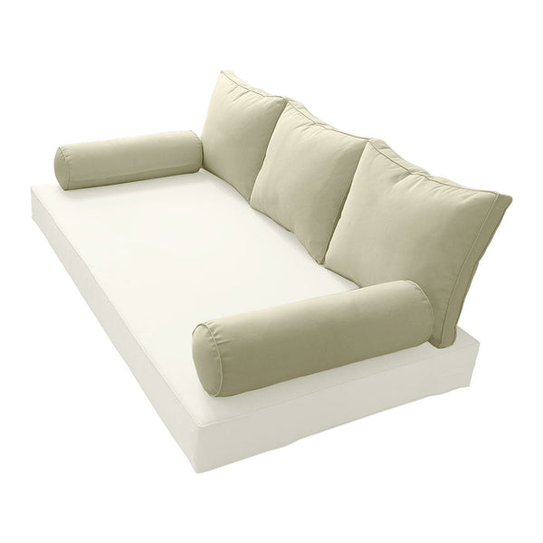 STYLE 3 Pillow & Bolster Cushion for Outdoor Indoor Daybed Porch Swing Bed Crib Size Piped Trim AD005 | COVERS ONLY |