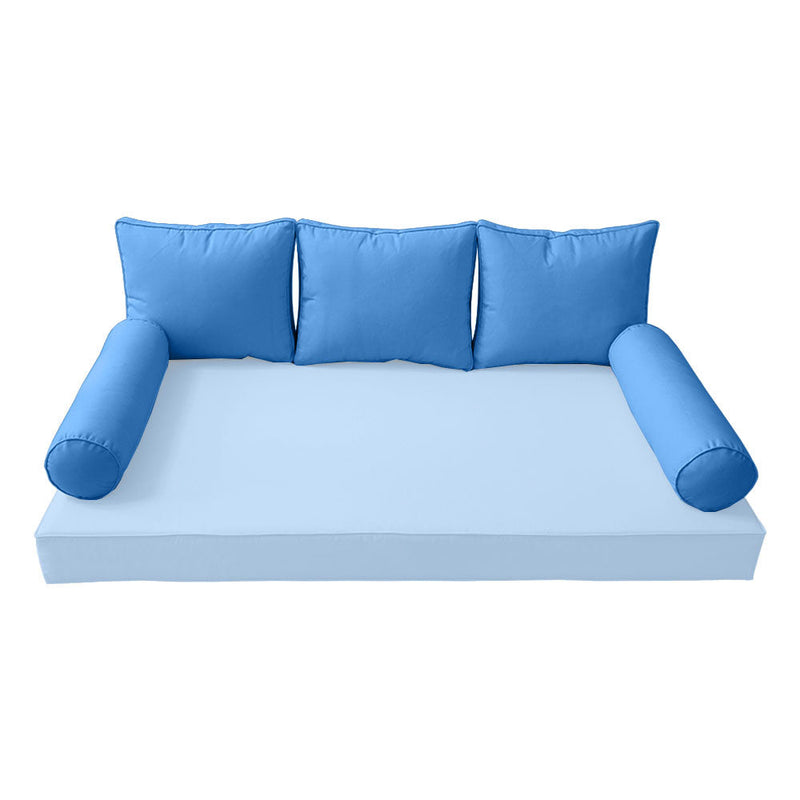 STYLE 3 Pillow & Bolster Cushion for Outdoor Indoor Daybed Porch Swing Bed Crib Size Piped Trim AD102 | COVERS ONLY |