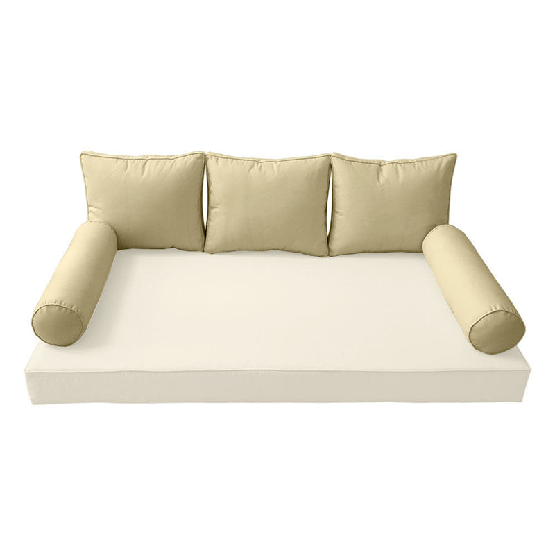 STYLE 3 Pillow & Bolster Cushion for Outdoor Indoor Daybed Porch Swing Bed Crib Size Piped Trim AD103 | COVERS ONLY |