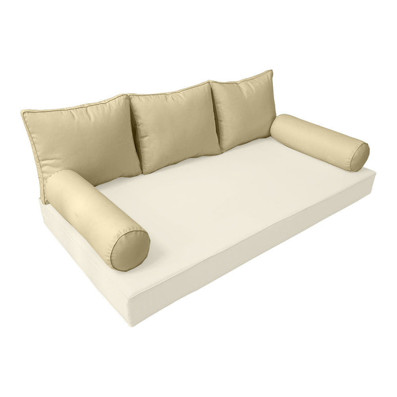 STYLE 3 Pillow & Bolster Cushion for Outdoor Indoor Daybed Porch Swing Bed Crib Size Piped Trim AD103 | COVERS ONLY |
