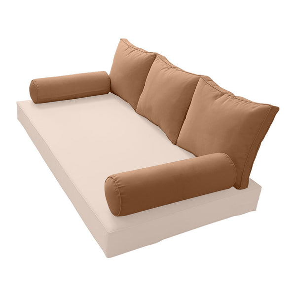 STYLE 3 Pillow & Bolster Cushion for Outdoor Indoor Daybed Porch Swing Bed Crib Size Piped Trim AD104 | COVERS ONLY |