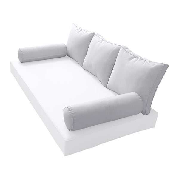 STYLE 3 Pillow & Bolster Cushion for Outdoor Indoor Daybed Porch Swing Bed Crib Size Piped Trim AD105 | COVERS ONLY |