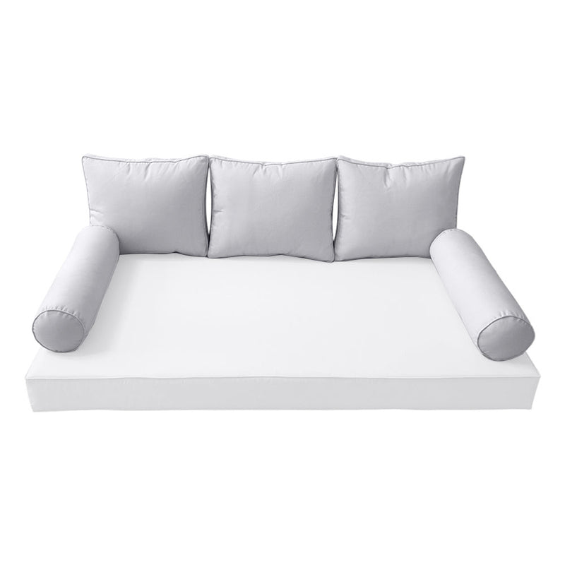 STYLE 3 Pillow & Bolster Cushion for Outdoor Indoor Daybed Porch Swing Bed Crib Size Piped Trim AD105 | COVERS ONLY |