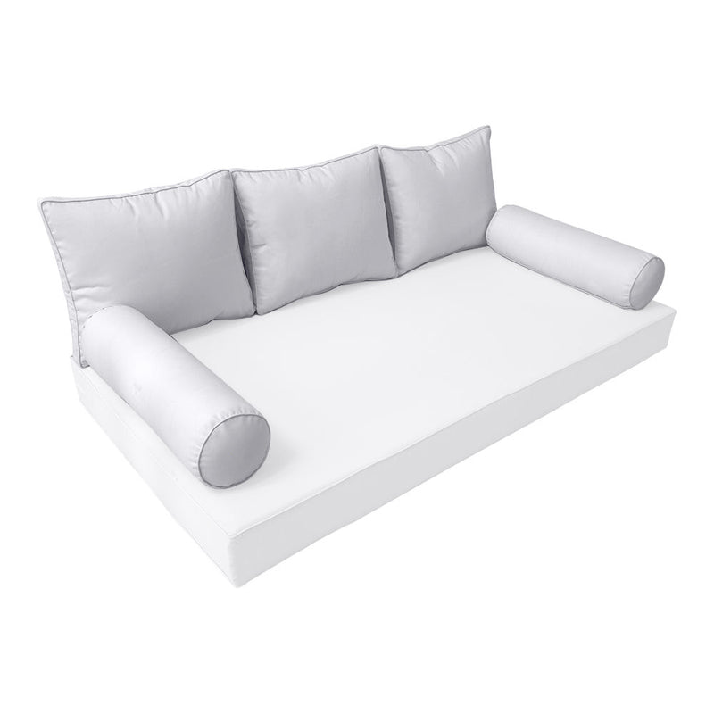 STYLE 3 Pillow & Bolster Cushion for Outdoor Indoor Daybed Porch Swing Bed Crib Size Piped Trim AD105 | COVERS ONLY |