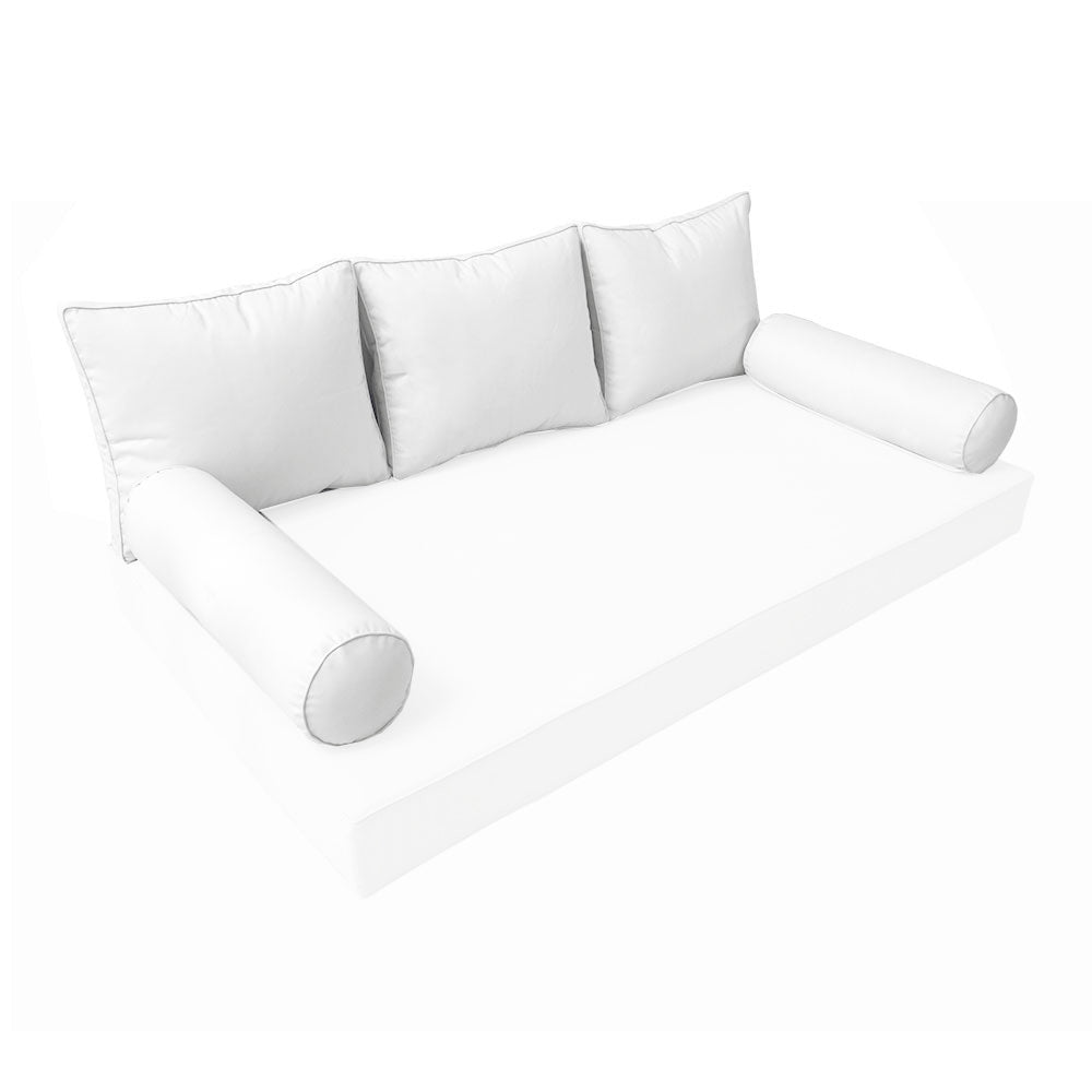 STYLE 3 Pillow & Bolster Cushion for Outdoor Indoor Daybed Porch Swing Bed Crib Size Piped Trim AD106 | COVERS ONLY |
