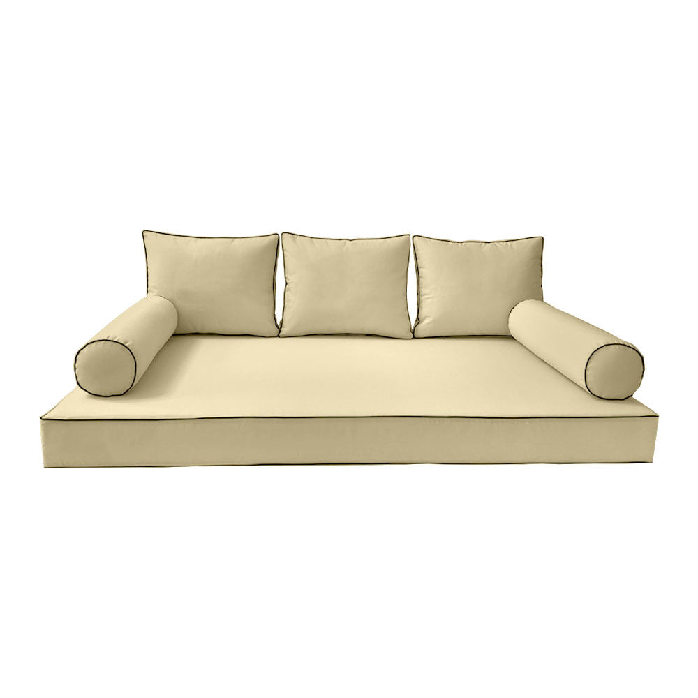 Modern outdoor daybed cushion set with two bolsters and two pillows, ideal for patio, porch, or indoor lounge spaces. — cover only