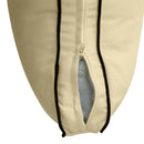 Pillow and bolster cushions displayed on an outdoor porch swing for a cozy, elegant setting.