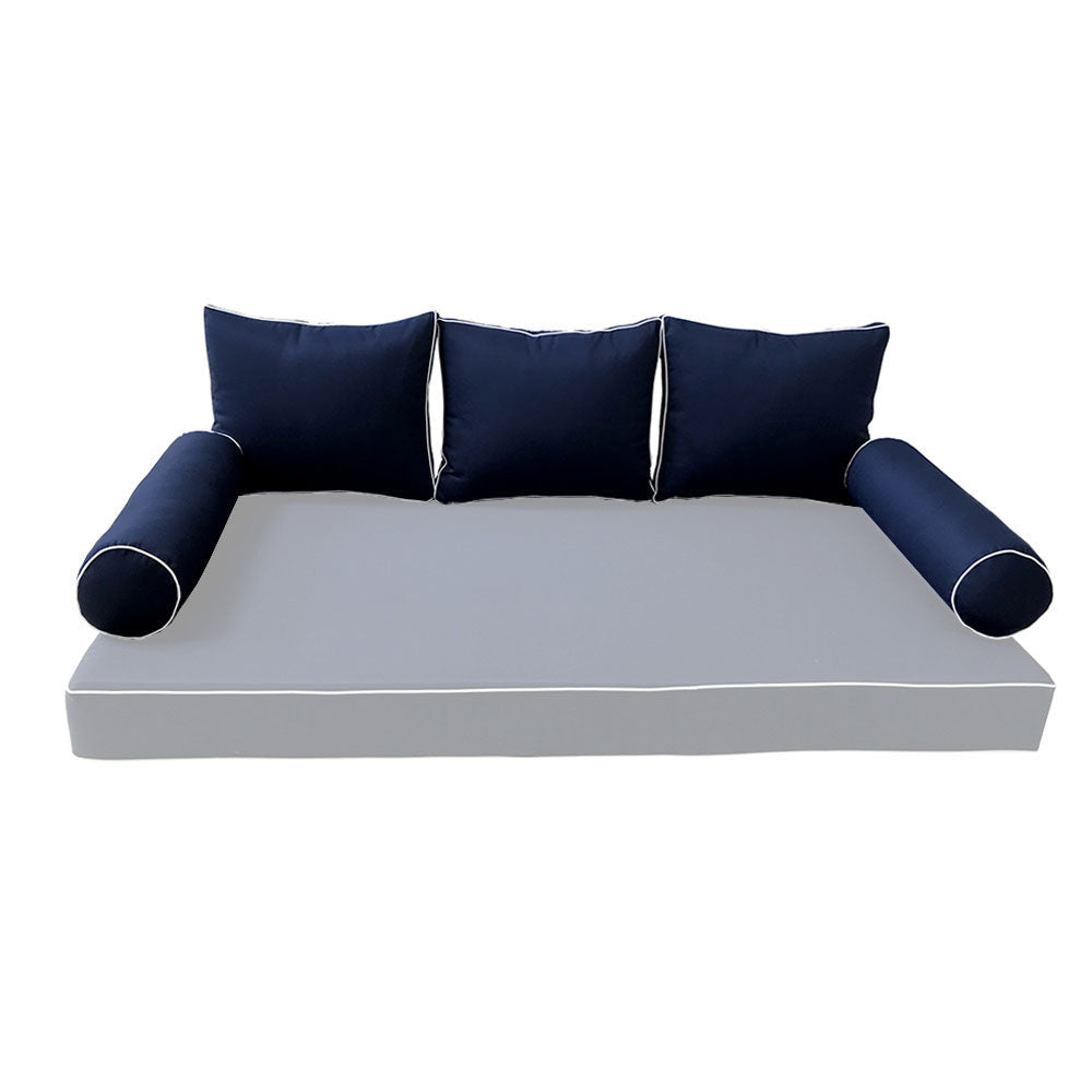 Modern outdoor daybed cushion set with two bolsters and two pillows, ideal for patio, porch, or indoor lounge spaces. — cover only
