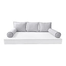 Modern outdoor daybed cushion set with two bolsters and two pillows, ideal for patio, porch, or indoor lounge spaces. — cover only