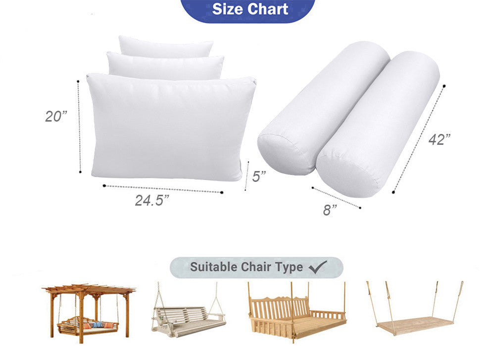 STYLE 3 Pillow & Bolster Cushion for Outdoor Indoor Daybed Porch Swing Bed Full Size Contrast Trim AD105 | COVERS ONLY |