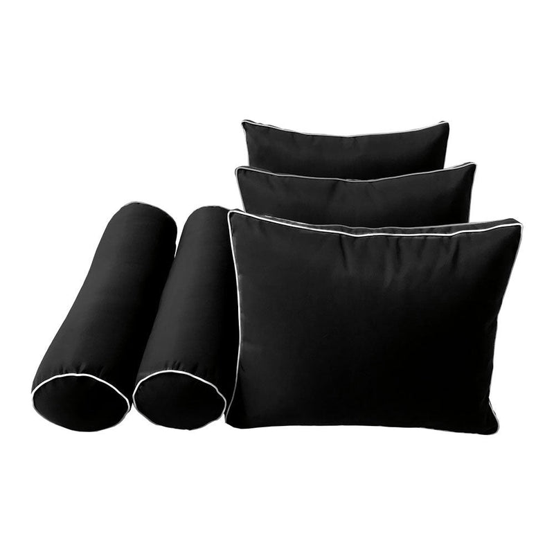STYLE 3 Pillow & Bolster Cushion for Outdoor Indoor Daybed Porch Swing Bed Full Size Contrast Trim AD109 | COVERS ONLY |