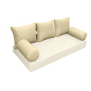 Elegant cushion and bolster set featuring refined craftsmanship and knife-edge detailing, designed for versatile indoor and outdoor comfort