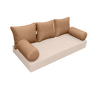 Elegant cushion and bolster set featuring refined craftsmanship and knife-edge detailing, designed for versatile indoor and outdoor comfort