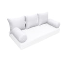 Elegant cushion and bolster set featuring refined craftsmanship and knife-edge detailing, designed for versatile indoor and outdoor comfort
