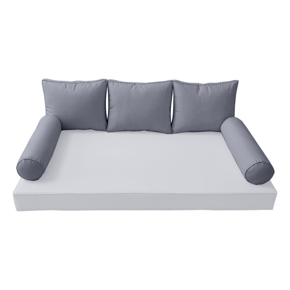 STYLE 3 Pillow & Bolster Cushion for Outdoor Indoor Daybed Porch Swing Bed Full Size Piped Trim AD001 | COVERS ONLY |