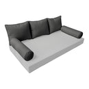 STYLE 3 Pillow & Bolster Cushion for Outdoor Indoor Daybed Porch Swing Bed Full Size Piped Trim AD003 | COVERS ONLY |