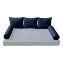 STYLE 3 Pillow & Bolster Cushion for Outdoor Indoor Daybed Porch Swing Bed Full Size Piped Trim AD101 | COVERS ONLY |