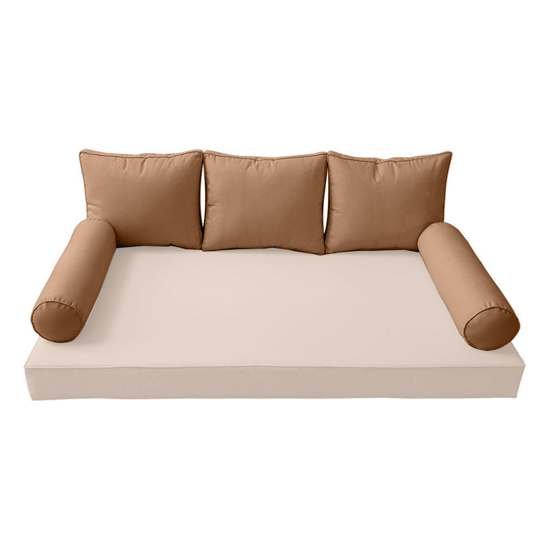 STYLE 3 Pillow & Bolster Cushion for Outdoor Indoor Daybed Porch Swing Bed Full Size Piped Trim AD104 | COVERS ONLY |