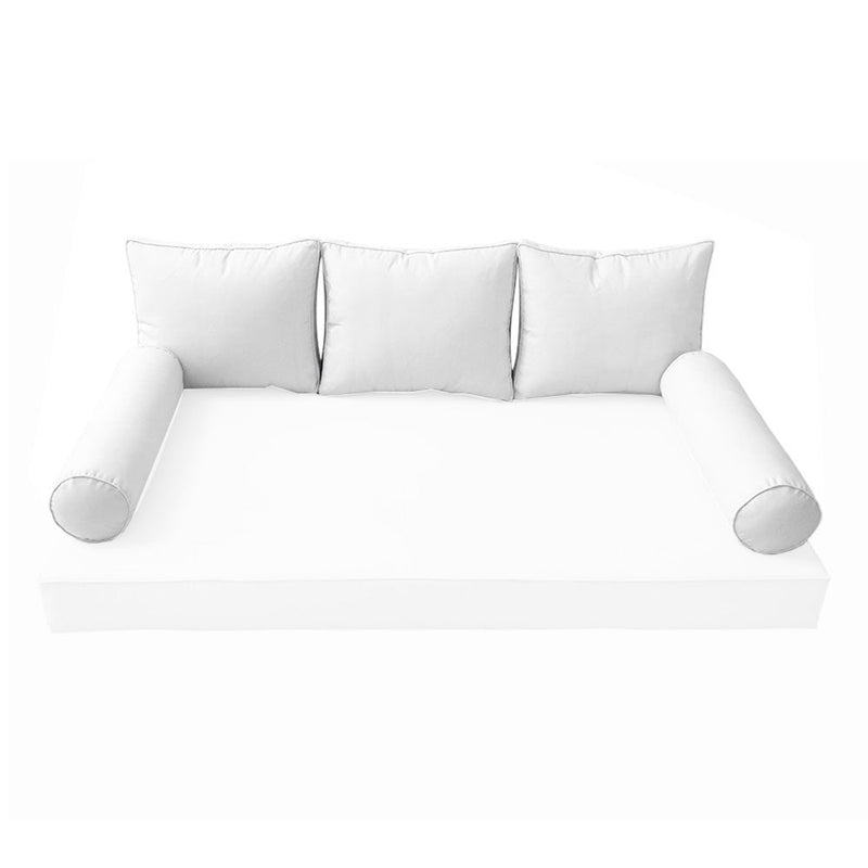 STYLE 3 Pillow & Bolster Cushion for Outdoor Indoor Daybed Porch Swing Bed Full Size Piped Trim AD106 | COVERS ONLY |