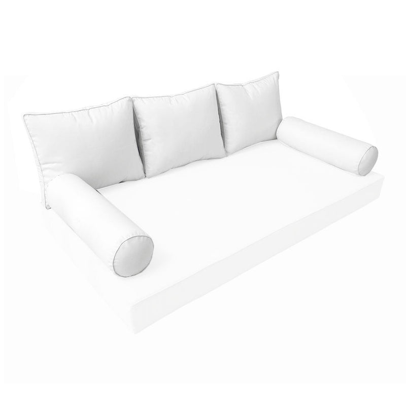 STYLE 3 Pillow & Bolster Cushion for Outdoor Indoor Daybed Porch Swing Bed Full Size Piped Trim AD106 | COVERS ONLY |