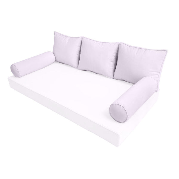 STYLE 3 Pillow & Bolster Cushion for Outdoor Indoor Daybed Porch Swing Bed Full Size Piped Trim AD107 | COVERS ONLY |