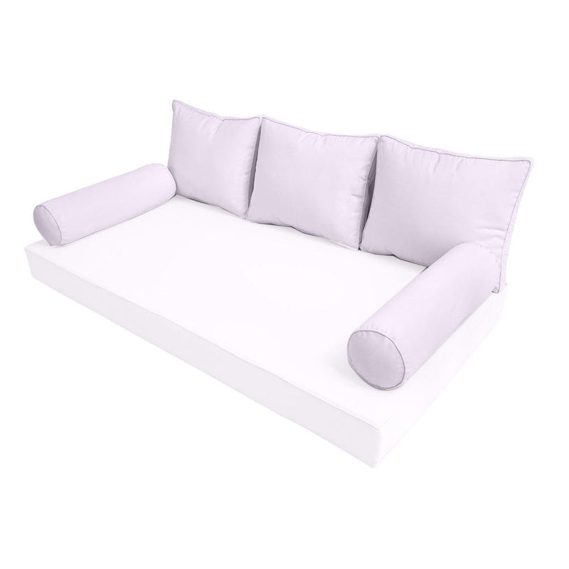 STYLE 3 Pillow & Bolster Cushion for Outdoor Indoor Daybed Porch Swing Bed Full Size Piped Trim AD107 | COVERS ONLY |