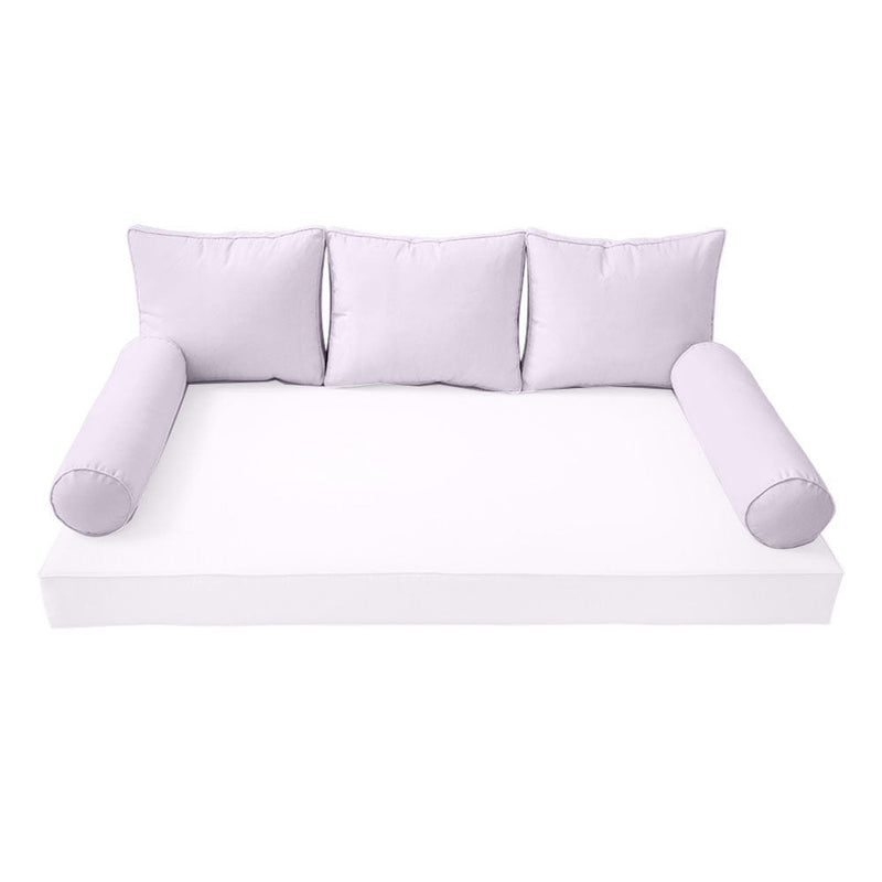STYLE 3 Pillow & Bolster Cushion for Outdoor Indoor Daybed Porch Swing Bed Full Size Piped Trim AD107 | COVERS ONLY |