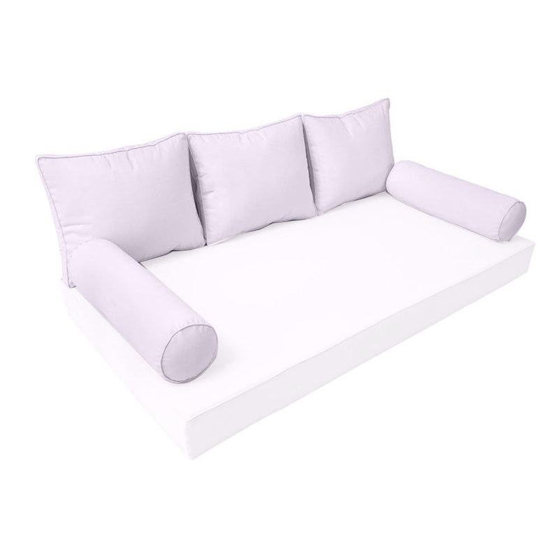 STYLE 3 Pillow & Bolster Cushion for Outdoor Indoor Daybed Porch Swing Bed Full Size Piped Trim AD107 | COVERS ONLY |