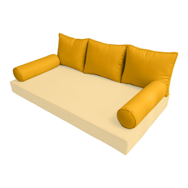 STYLE 3 Pillow & Bolster Cushion for Outdoor Indoor Daybed Porch Swing Bed Full Size Piped Trim AD108 | COVERS ONLY |