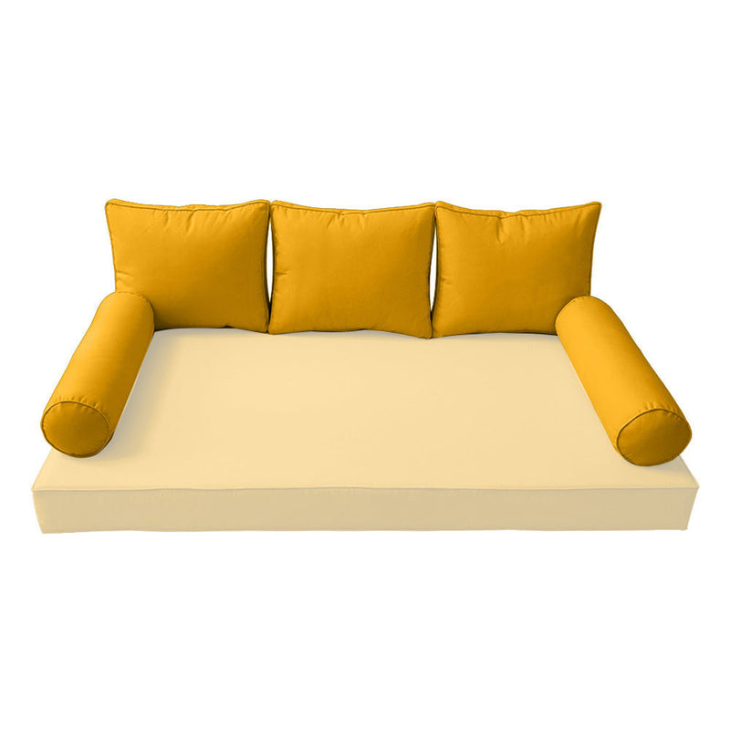 STYLE 3 Pillow & Bolster Cushion for Outdoor Indoor Daybed Porch Swing Bed Full Size Piped Trim AD108 | COVERS ONLY |