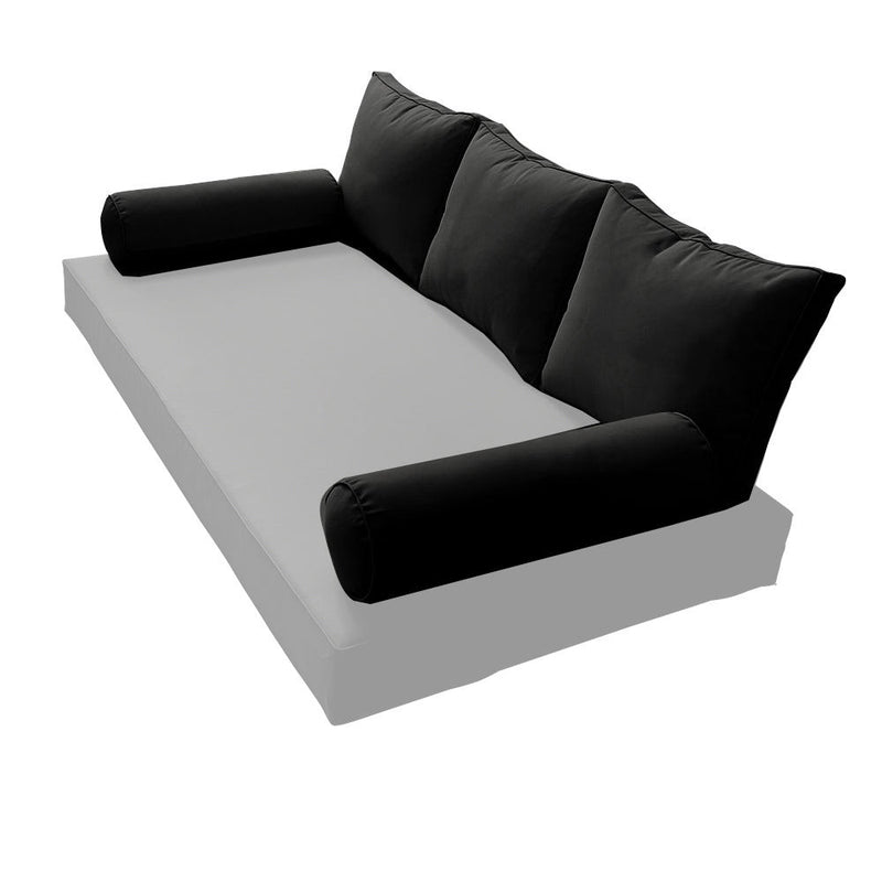 STYLE 3 Pillow & Bolster Cushion for Outdoor Indoor Daybed Porch Swing Bed Full Size Piped Trim AD109 | COVERS ONLY |