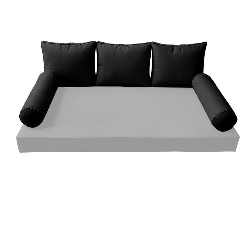STYLE 3 Pillow & Bolster Cushion for Outdoor Indoor Daybed Porch Swing Bed Full Size Piped Trim AD109 | COVERS ONLY |