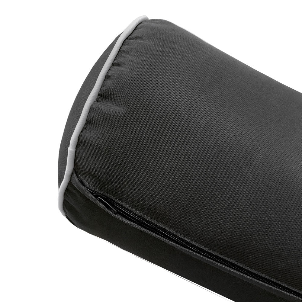 STYLE 3 - Mattress & Pillow Bolster Cushion for Outdoor Indoor Daybed Porch Swing Bed Contrast Trim Full Size AD003 | COVERS ONLY |