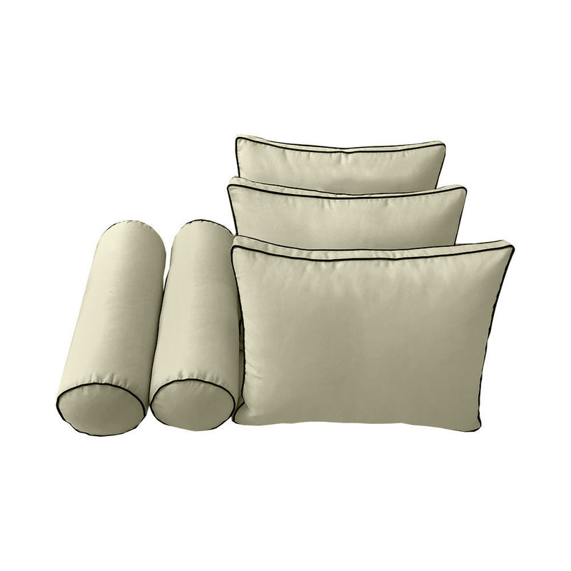 STYLE 3 - Mattress & Pillow Bolster Cushion for Outdoor Indoor Daybed Porch Swing Bed Contrast Trim Full Size AD005 | COVERS ONLY |