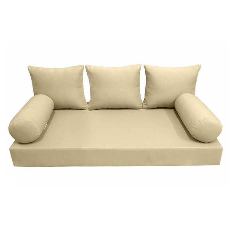 STYLE 3 - Mattress & Pillow Bolster Cushion for Outdoor Indoor Daybed Porch Swing Bed Knife Edge Full Size AD103 | COVERS ONLY |