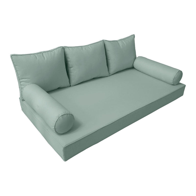 STYLE 3 - Mattress & Pillow Bolster Cushion for Outdoor Indoor Daybed Porch Swing Bed Piped Trim Full Size AD002 | COVERS ONLY |