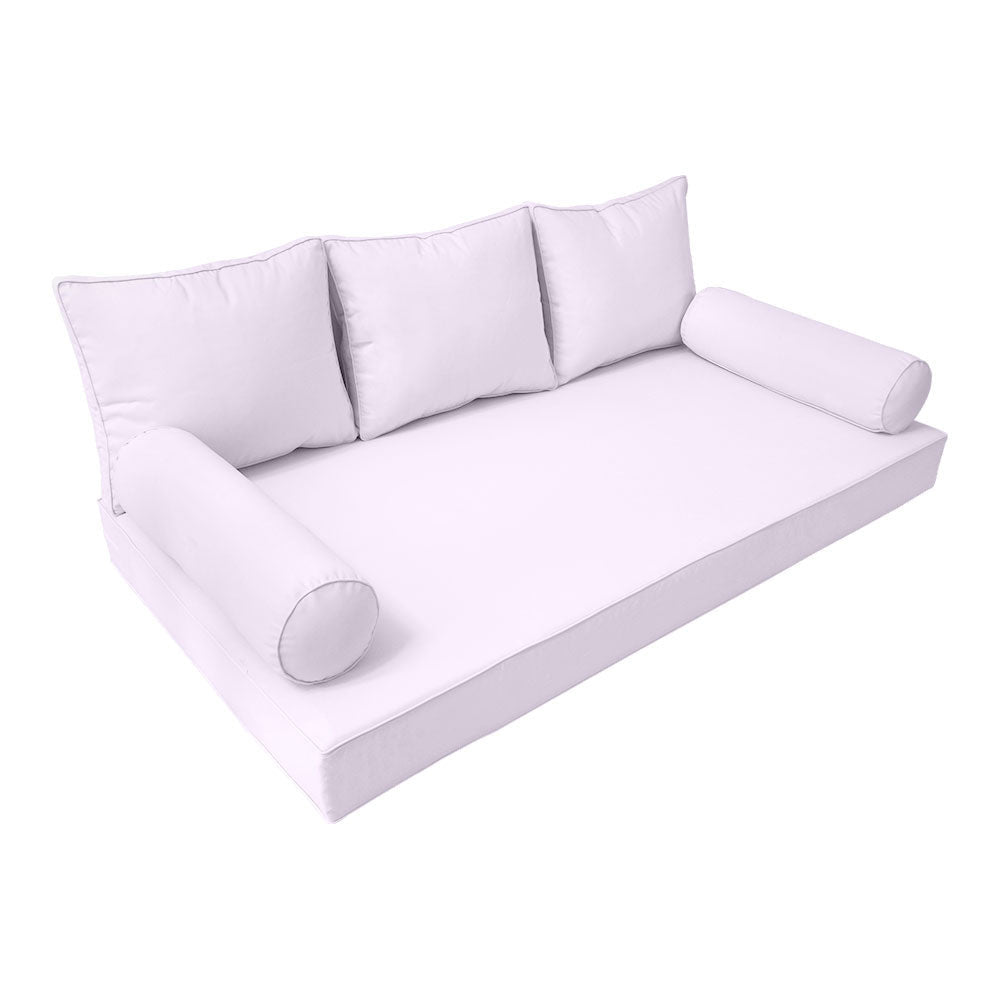 STYLE 3 - Mattress & Pillow Bolster Cushion for Outdoor Indoor Daybed Porch Swing Bed Piped Trim Full Size AD107 | COVERS ONLY |